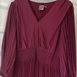 Taylor Burgundy Long Sleeve Dress